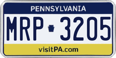 PA license plate MRP3205