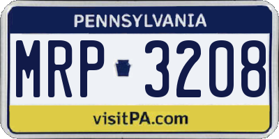 PA license plate MRP3208