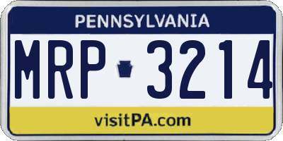 PA license plate MRP3214
