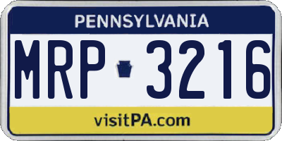 PA license plate MRP3216