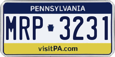 PA license plate MRP3231