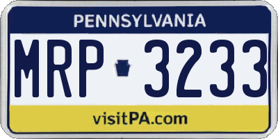 PA license plate MRP3233