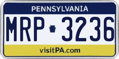 PA license plate MRP3236