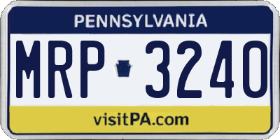 PA license plate MRP3240