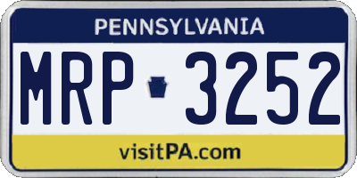 PA license plate MRP3252