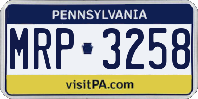 PA license plate MRP3258