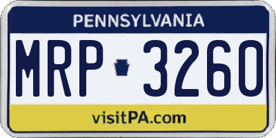 PA license plate MRP3260