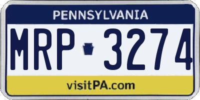 PA license plate MRP3274
