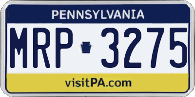 PA license plate MRP3275