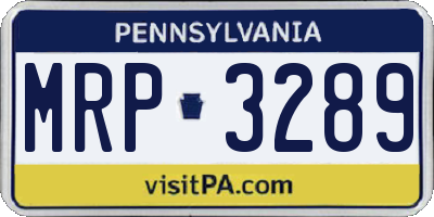 PA license plate MRP3289