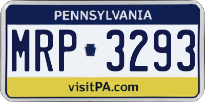 PA license plate MRP3293