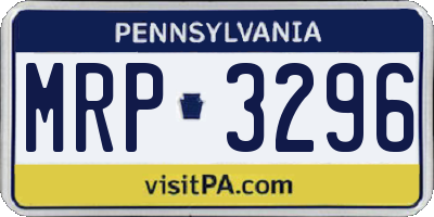 PA license plate MRP3296