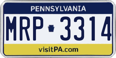 PA license plate MRP3314