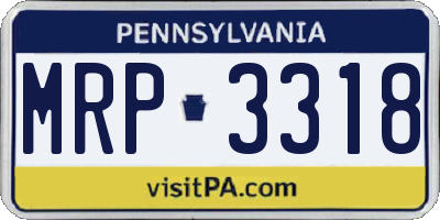 PA license plate MRP3318