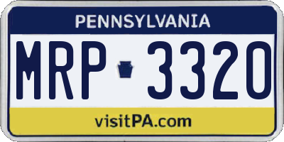 PA license plate MRP3320