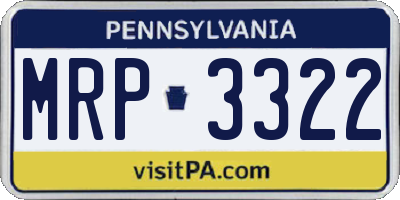 PA license plate MRP3322