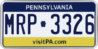 PA license plate MRP3326