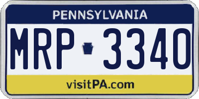 PA license plate MRP3340