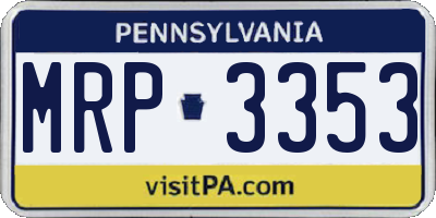 PA license plate MRP3353