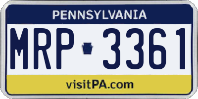 PA license plate MRP3361