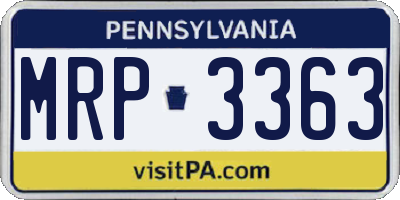 PA license plate MRP3363