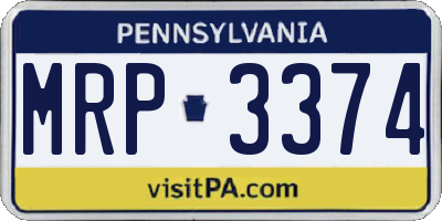 PA license plate MRP3374
