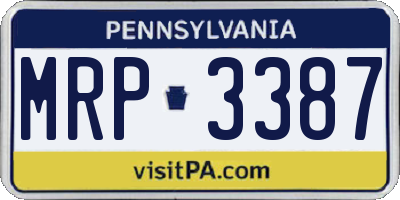 PA license plate MRP3387