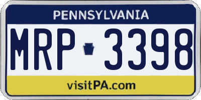 PA license plate MRP3398