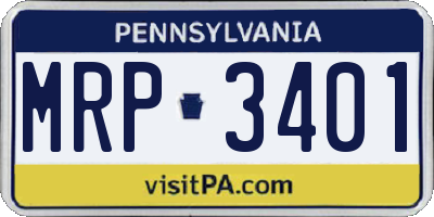 PA license plate MRP3401