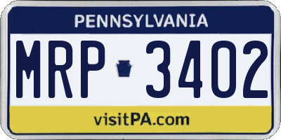 PA license plate MRP3402