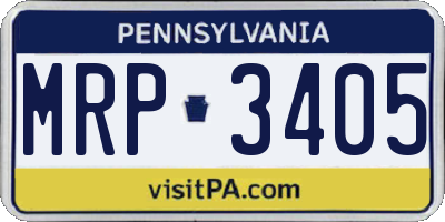 PA license plate MRP3405