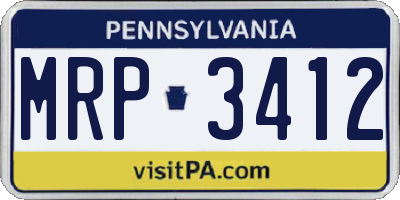 PA license plate MRP3412