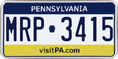 PA license plate MRP3415