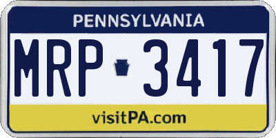 PA license plate MRP3417