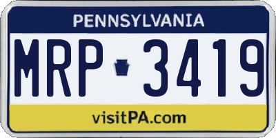 PA license plate MRP3419