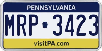 PA license plate MRP3423