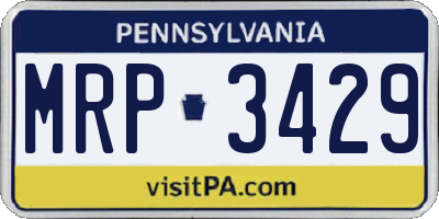 PA license plate MRP3429