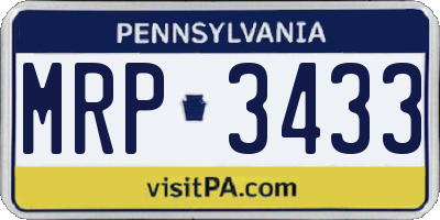 PA license plate MRP3433