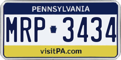PA license plate MRP3434