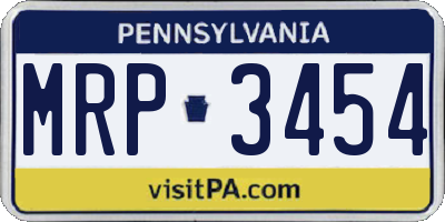 PA license plate MRP3454