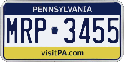 PA license plate MRP3455