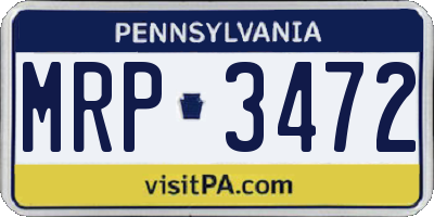 PA license plate MRP3472
