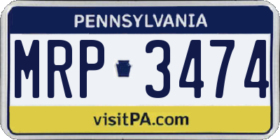PA license plate MRP3474