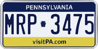 PA license plate MRP3475