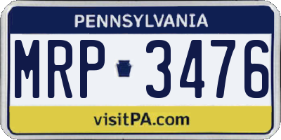 PA license plate MRP3476