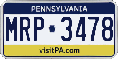 PA license plate MRP3478
