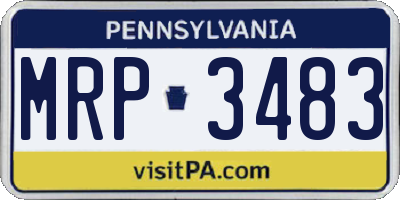 PA license plate MRP3483