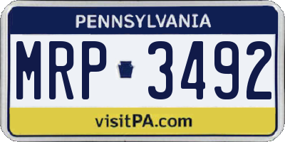 PA license plate MRP3492