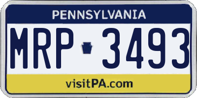 PA license plate MRP3493