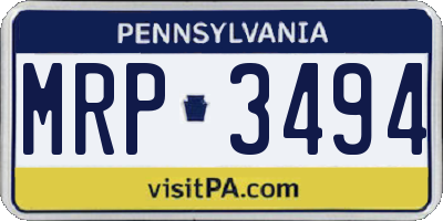 PA license plate MRP3494